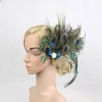 Peacock Feather Fascinator Hair Clip | Rhinestone Hairpin for Cocktail Party Wedding Women & Girls