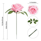 Bulk Roses with Leaves and Stems 20pcs | DIY Wedding Bouquet Centerpiece Wreath Garland & Party Decor in 10 Colors
