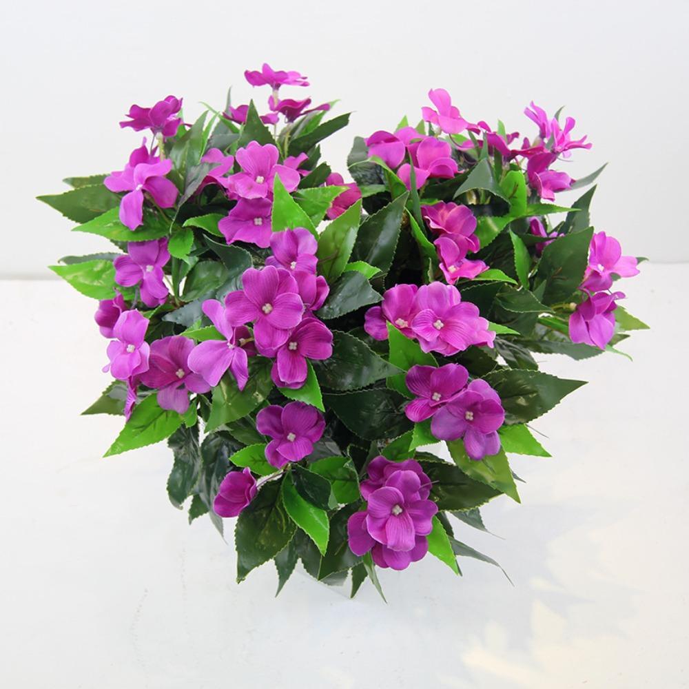 Artificial Greenery Bouquet Set of 4 | Garden Pot Hanging Basket Porch Patio & Lawn Outdoor Decor in Pink Purple Yellow White
