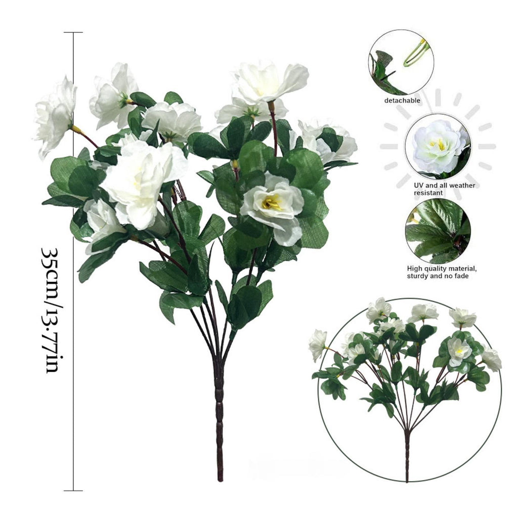 Outdoor Artificial Camellia Plants Set of 6 | Weather-Resistant Decorative Flowers for Porch Patio Garden & Entryway in White Pink Red Yellow