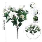 Outdoor Artificial Camellia Plants Set of 6 | Weather-Resistant Decorative Flowers for Porch Patio Garden & Entryway in White Pink Red Yellow