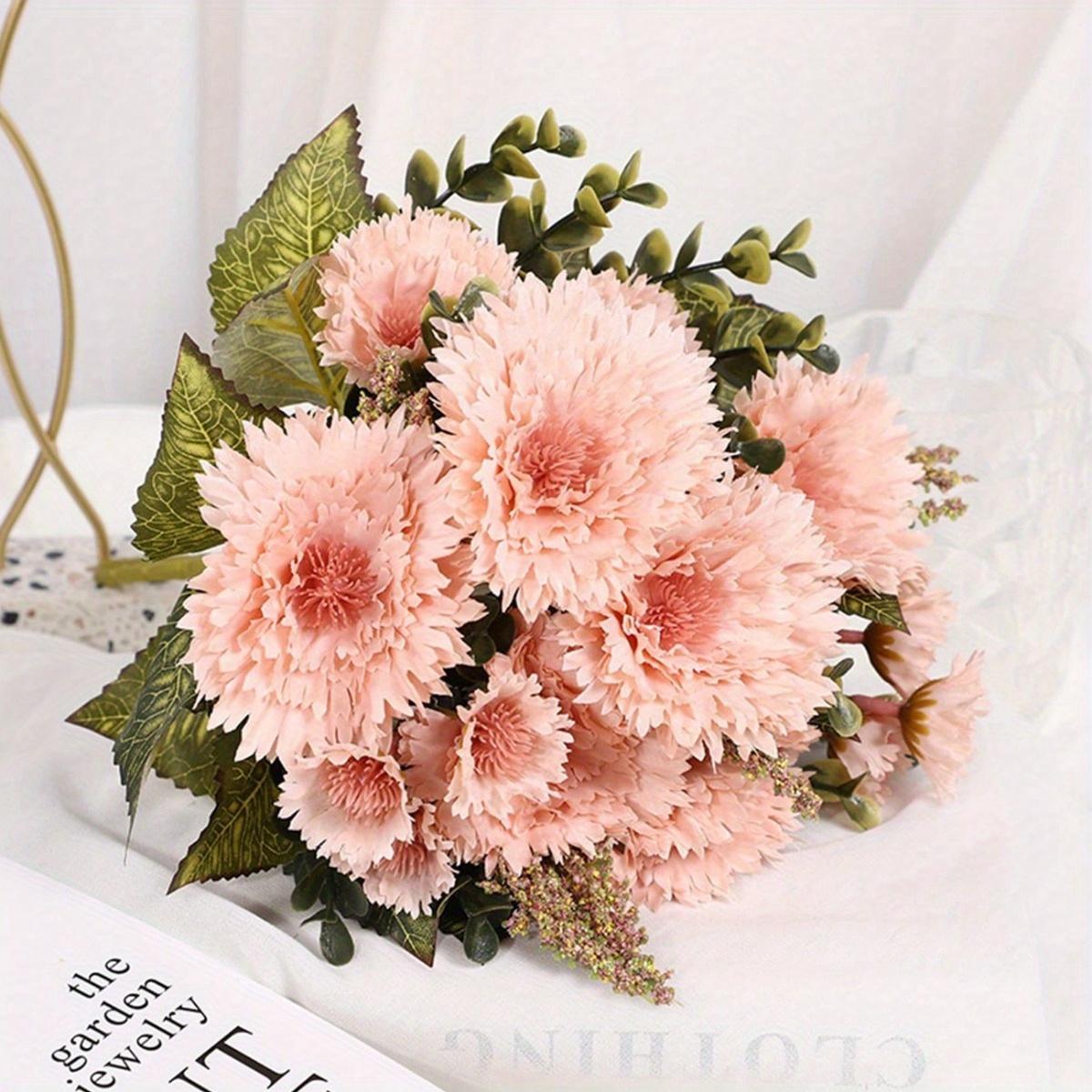 Lifelike vintage faux sunflower stems in vase for home and wedding styling