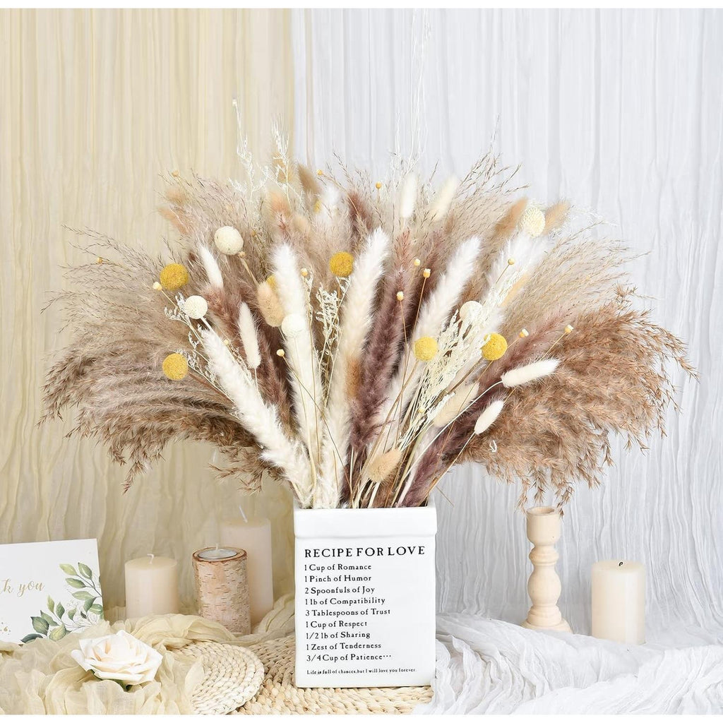 Natural Dried Pampas Grass Bouquet with Gift Box | Boho Home Wedding Farmhouse Nordic Decor