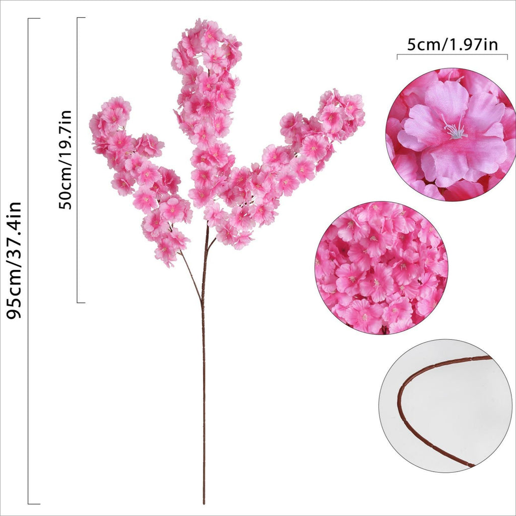 Artificial Cherry Blossom Flowers 37 Inch Long Stem | Home Wedding Party & Bedroom Decor in Light Pink Pink Peach Pink White