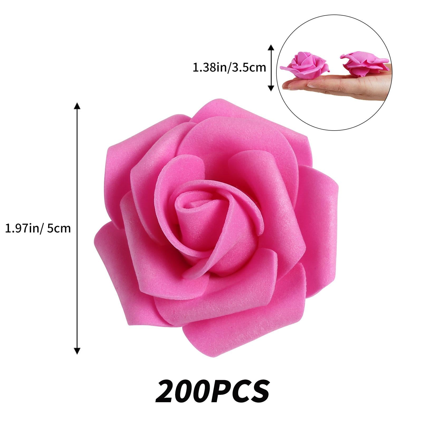 Artificial Stemless Foam Rose Heads 200pcs 1.97in | Wedding Party Home & DIY Craft Decoration in 17 Colors