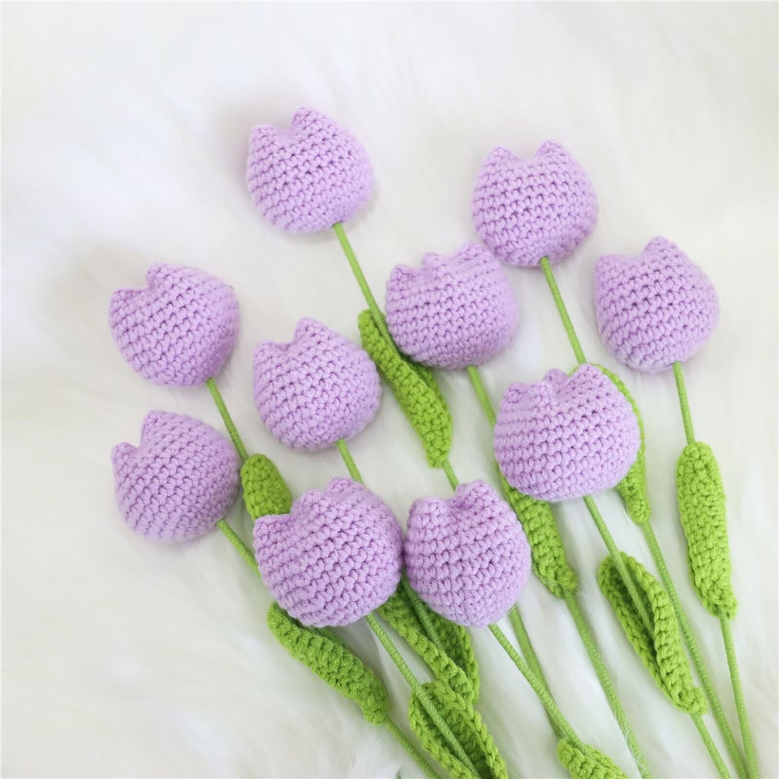 Handmade Crochet Tulip Bouquet 8pcs | Mother's Day Birthday Anniversary Home Decor & Gift in Red White Purple Pink Dark Pink Blue