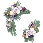 Wedding Arch Artificial Flowers 2pcs | Hanging Four Corner Sign Arrangement for Ceremony Backdrop & Bridal Decor in Red Purple