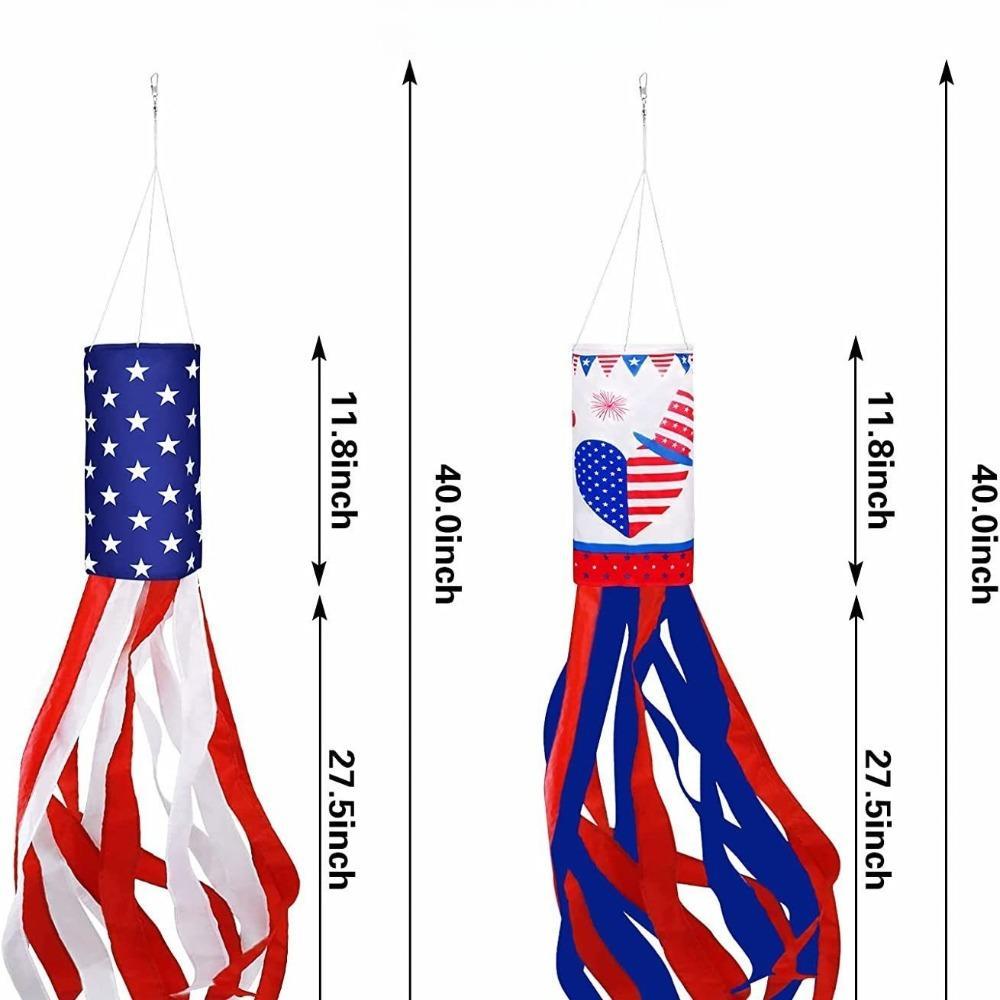 American Windsock Heavy Duty, 4th of July Wind Sock Decorations USA Patriotic Flag Windsock With Embroidered Stars for Outdoor Hangings