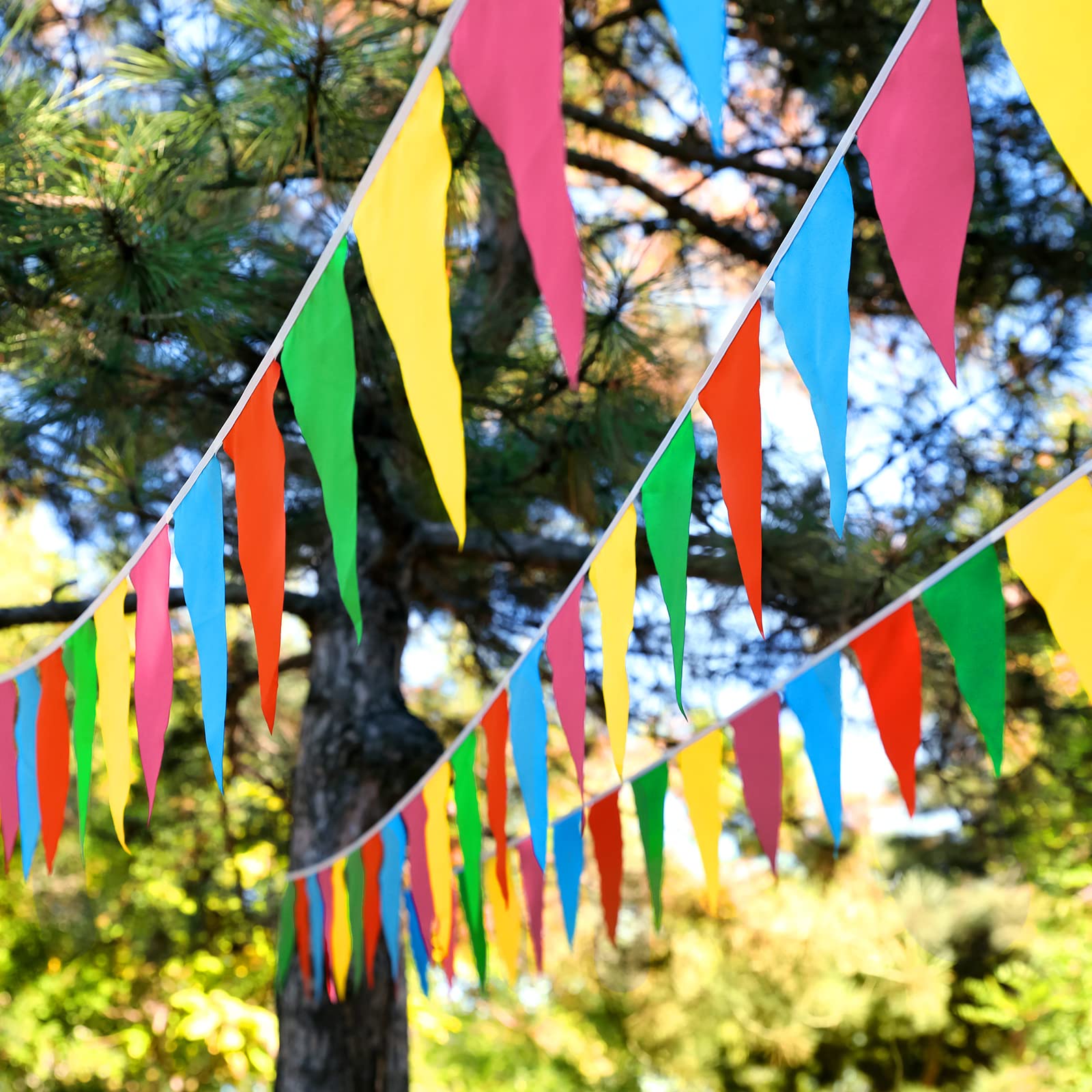 Colorful Pennant Banner Flags Bulk Garland | Triangle Bunting for Birthday Party Carnival Grand Opening & Outdoor Events