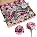 Artificial Rose Heads Bulk | Wedding Centerpiece Bouquet Home Decor & DIY in Blue White Red Pink Champagne Orange 8 Colors