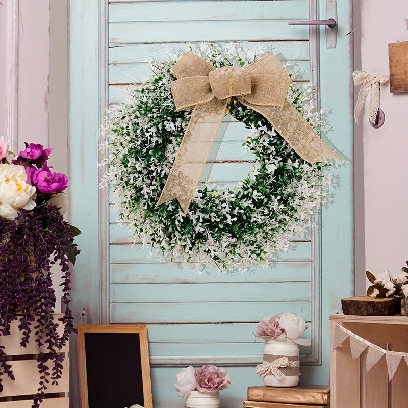 Green Burlap Bow Decoration | All Seasons Front Door Back Door Wreath Wedding Indoor & Outdoor Rustic Farmhouse Decor