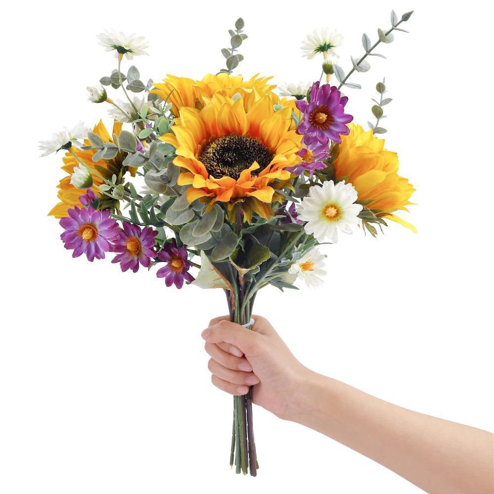 Artificial Sunflower Bouquet | Bridal Wedding Centerpiece Fall Arrangement Party Table & Home Decoration