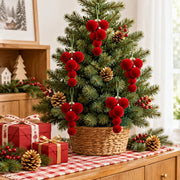 4-Piece Burgundy Velvet Christmas Ball Cluster Set