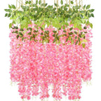 Artificial Wisteria Vine Garland 12pcs 3.6ft | Wedding Arch Garden Home & Party Decor in White Purple Pink Blue 7 Colors