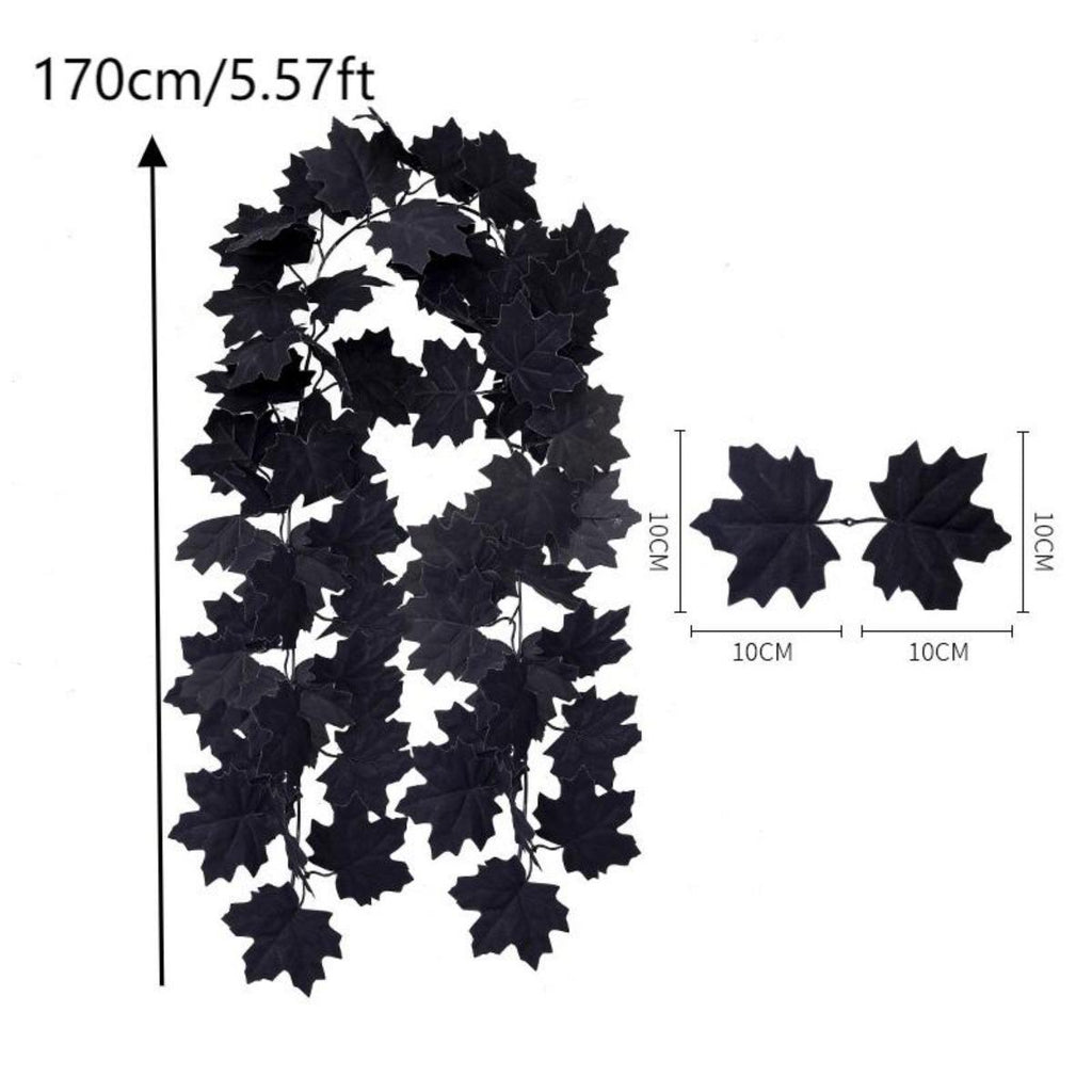 Artificial black maple leaf garland for Halloween mantel and fall decoration