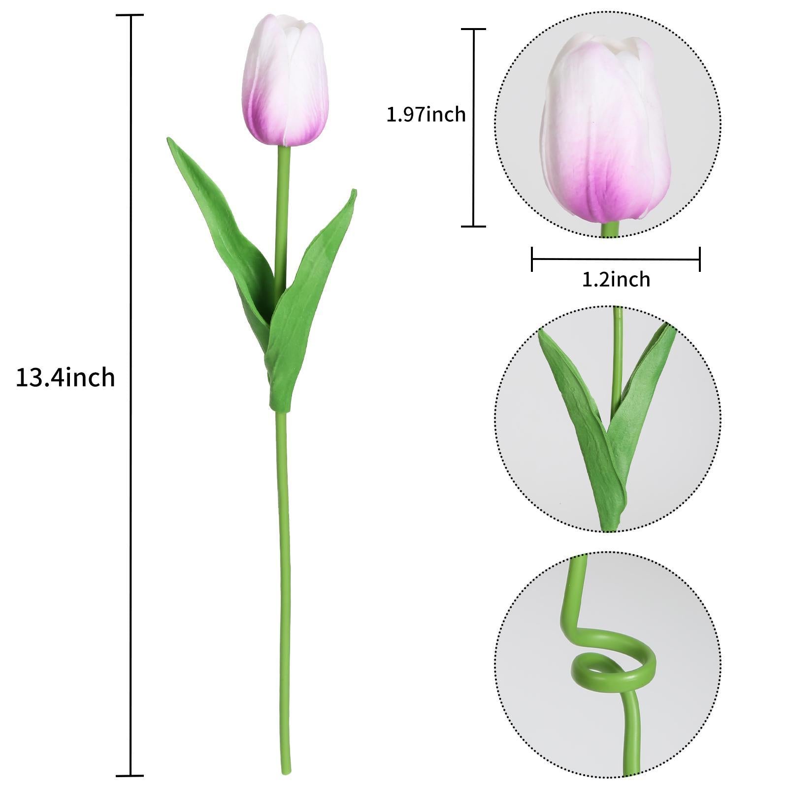 24PCS White Tulips Artificial Flowers Real Touch Tulips Flowers White Tulips Flowers for Home Table Decoration Wedding Bouquet Party Baby Shower Centerpieces Bridal Bouquet Decor