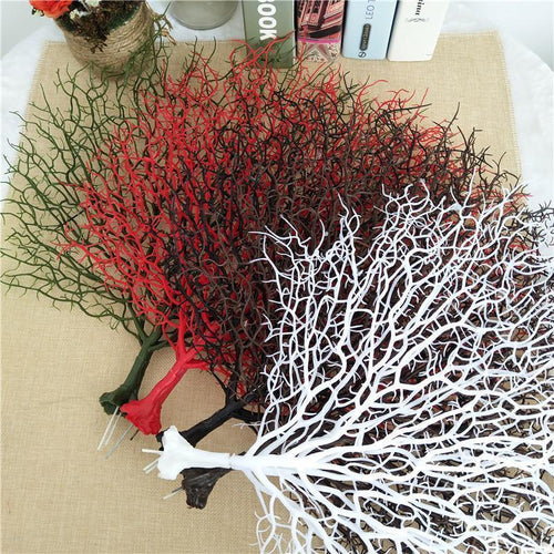 Artificial Peacock & Coral Branch Decoration | Table Centerpiece for Wedding Party Home Decor in White & Black