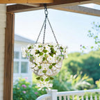 UV Resistant Artificial Hibiscus Hanging Flowers 2pcs | Outdoor Porch Patio Yard Spring Summer Decor in Dark Pink White Purple Pink