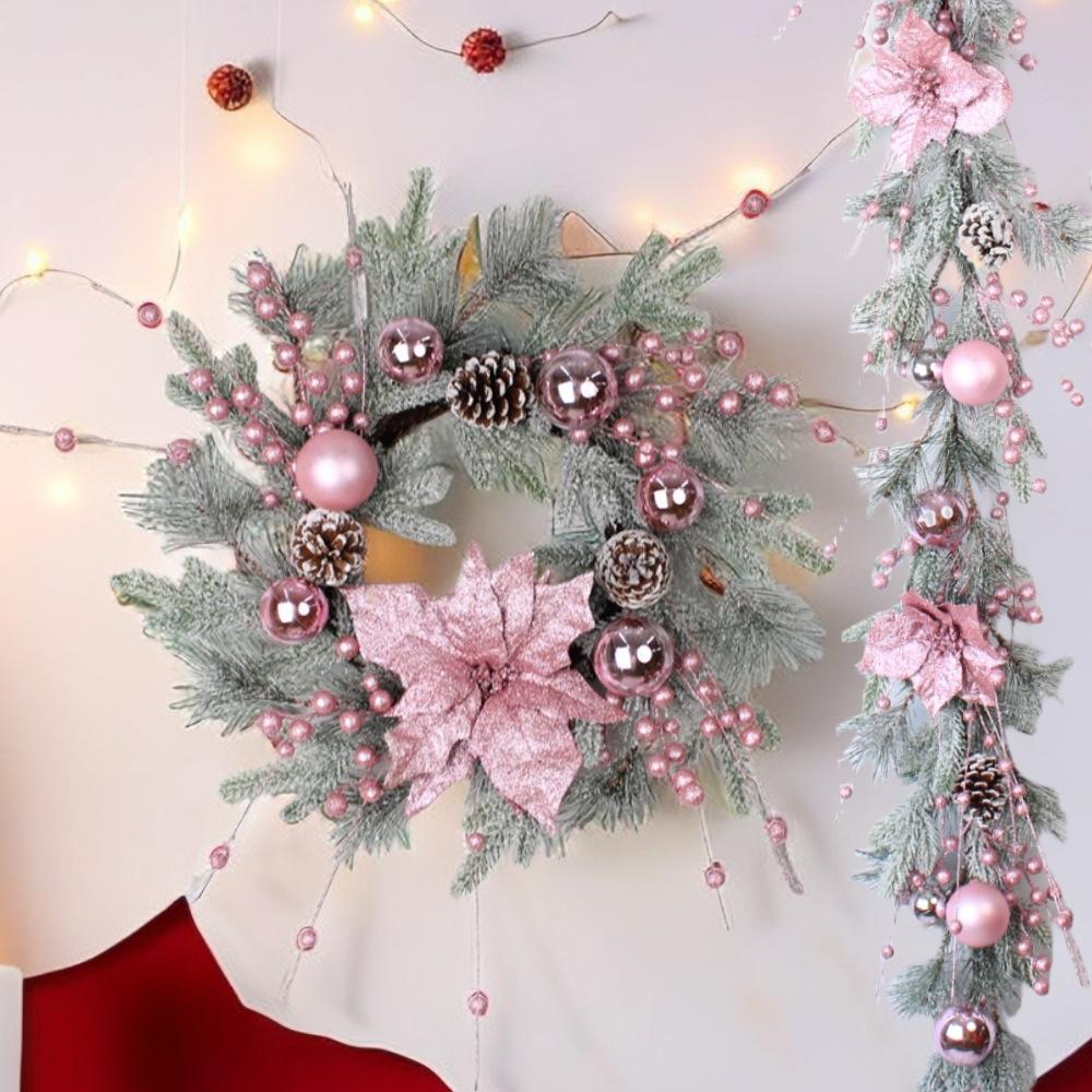 Artificial Christmas Wreath for Front Door | Pine Cone Bow Ball Ornament Winter Indoor Outdoor Home Decor | 5 Styles A-E