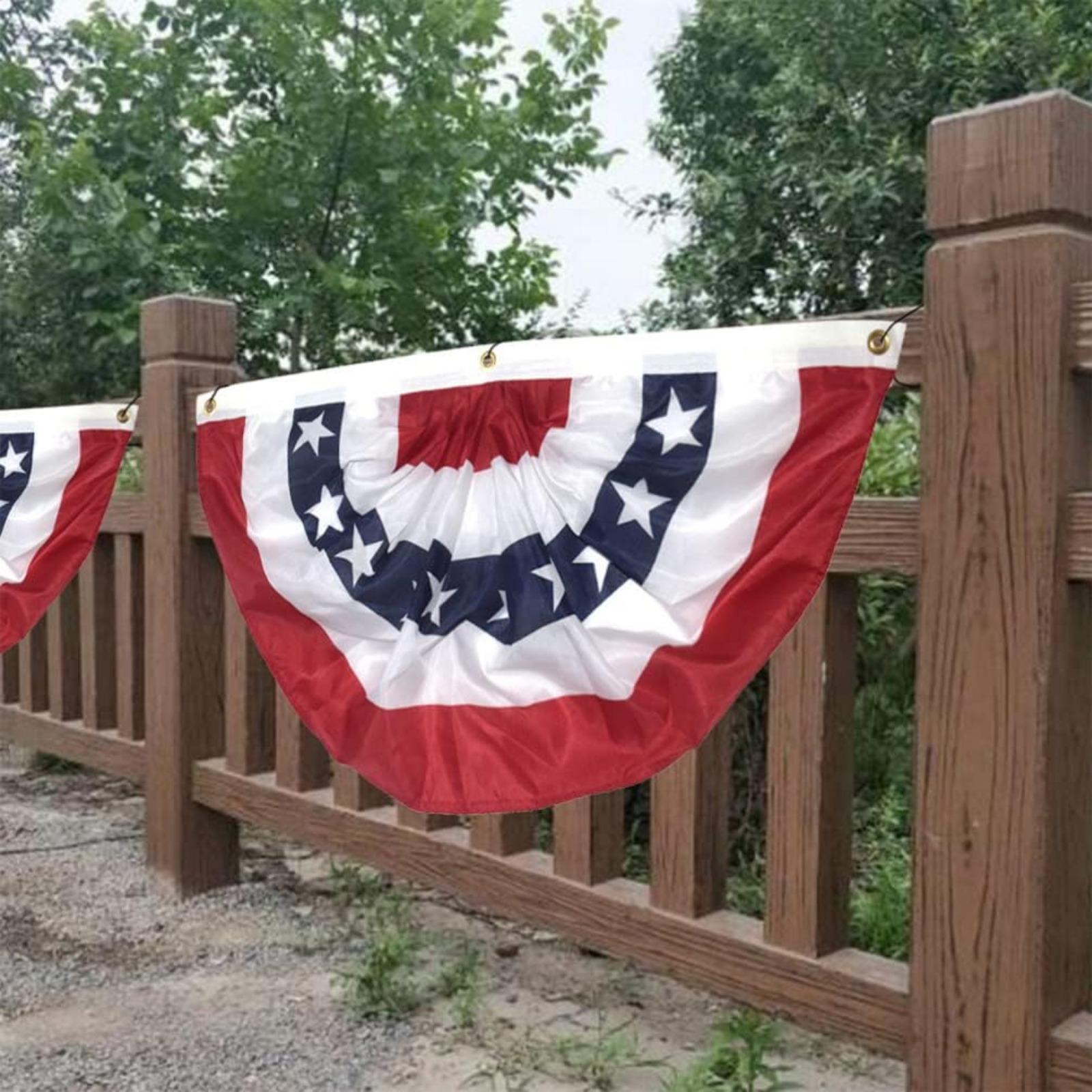 USA Half Fan Flag Bunting for Independence Day, Pleated American Flag Banner, Sector Fan Flags for Party and Outdoor Decor