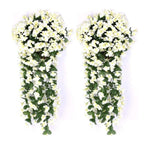 Side view of hanging lily flowers set of 2 for UV resistant faux by IPOPU