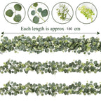 Artificial Eucalyptus Grapevine Garland 2pcs with White Flowers | Wedding Arch Party Backdrop & Home Decor