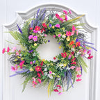 17.7in Spring Wreaths for Front Door Welcome Summer Flower Weatherproof Greenery All Seasons Round Wreaths Rustic Decor Decoration Fruit Plants