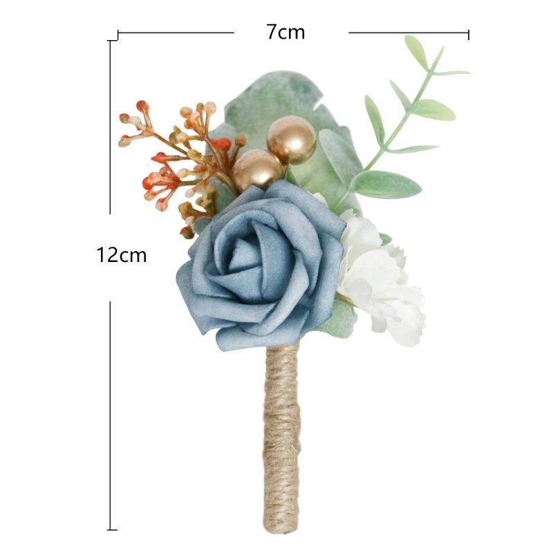 Artificial Flower Boutonnieres for Wedding Groomsmen | Groom Suit Corsage Prom & Formal Accessory in White Pink Wine Red Blue Orange