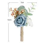 Artificial Flower Boutonnieres for Wedding Groomsmen | Groom Suit Corsage Prom & Formal Accessory in White Pink Wine Red Blue Orange