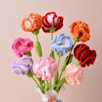 Close-up of lifelike handmade gradient crochet knitted flowers 6pcs for bouquet for wedding by IPOPU