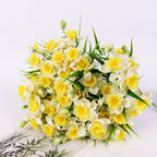 Artificial Daffodils Flowers 5 Bundles | Faux Spring Blooms for Wedding Home Garden & Photography Decor in Yellow Beige