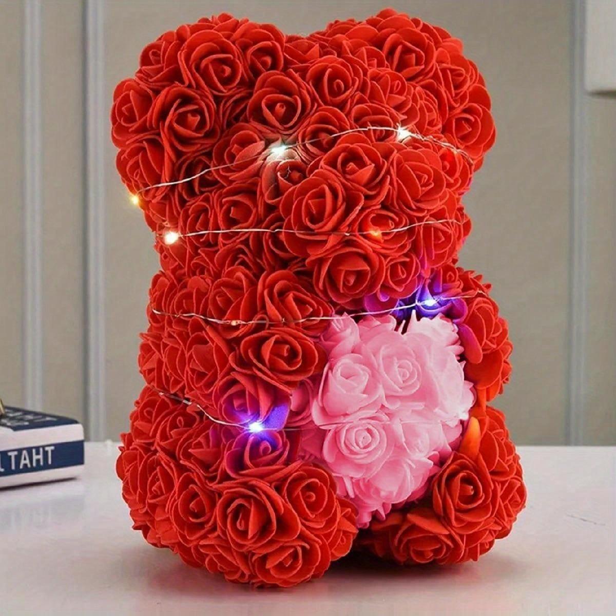 9.8" Rose Petal Teddy Bear Gift for Women | Mother's Day Birthday Valentine's Day in Red Pink White
