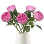 Real Touch Fuchsia Rose Stems 5pcs | Wedding Bouquet Centerpiece Home Decor in White Pink Dark Pink Beige Light Pink