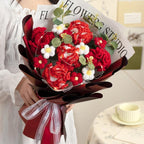 Wrapped Crochet Flowers Bouquet with Crochet Flowers, Crochet Sunflower, Lily Bouquet for Home Decor, Graduation Gifts, Gift for Women