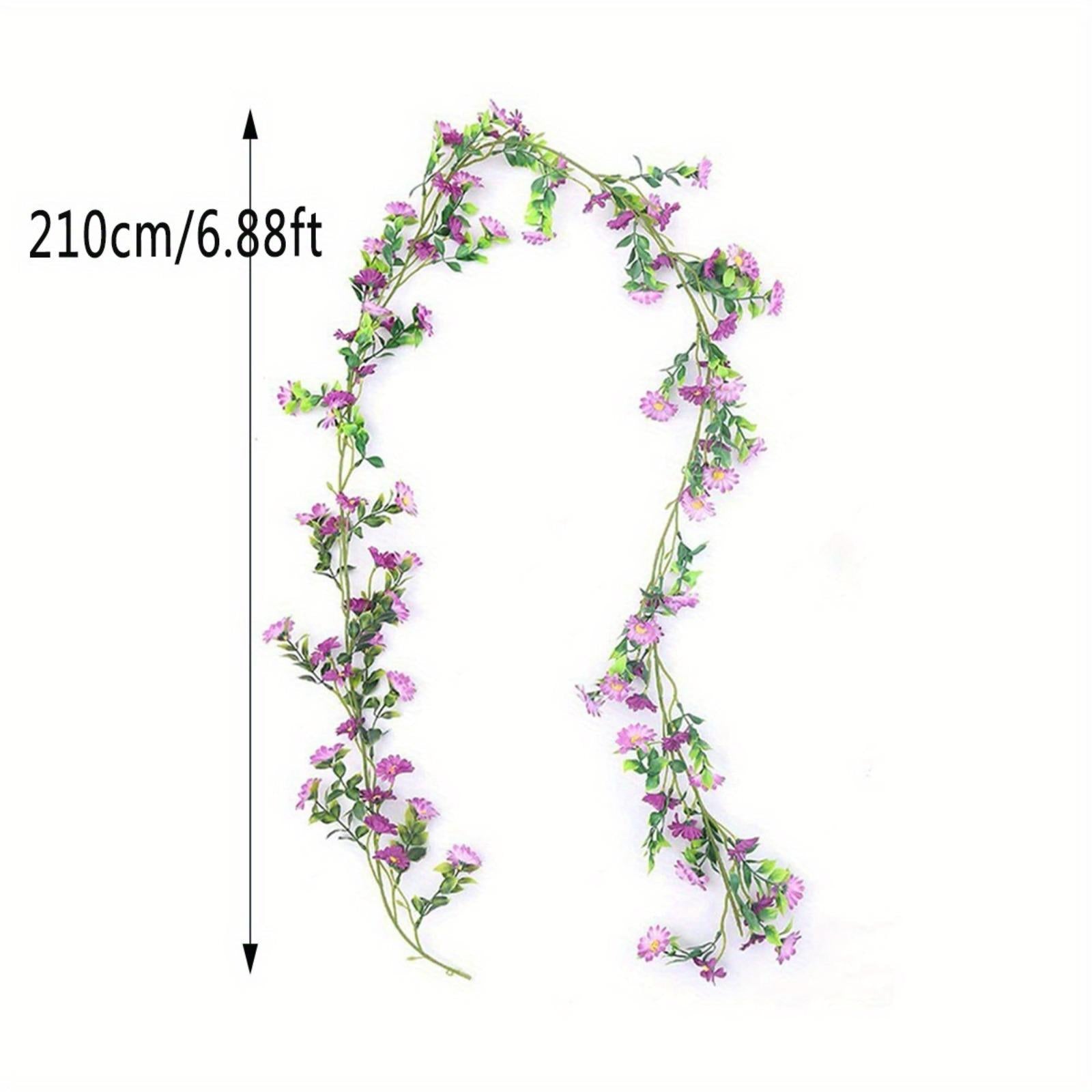 2 Pcs 6.9ft Flower Garland Artificial Daisy Flowers Vine Hanging Vines Flowers Spring Flower Vine Green Leaves Wall Party Wedding Arch Floral Indoor Outdoor Deco