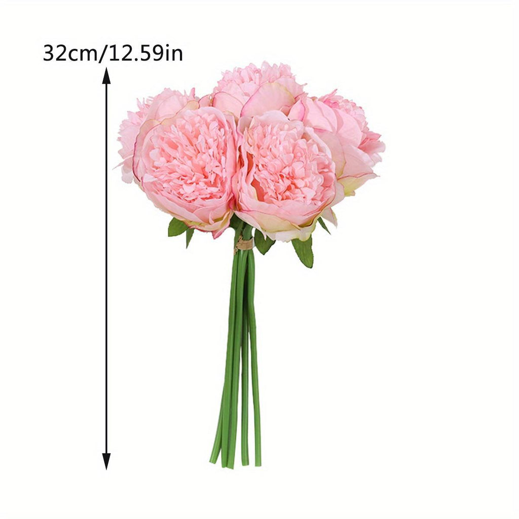 Artificial Peony Flowers | Bridal Bouquet Wedding Table Centerpiece & Home Vase Flowerpot Decor in Dark Pink Red White Light Pink Champagne
