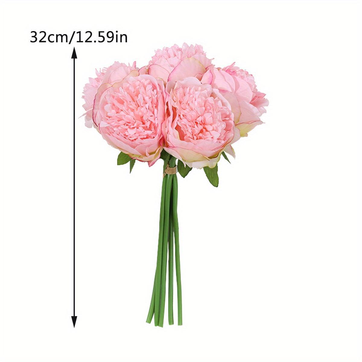 Artificial Peony Flowers | Bridal Bouquet Wedding Table Centerpiece & Home Vase Flowerpot Decor in Dark Pink Red White Light Pink Champagne