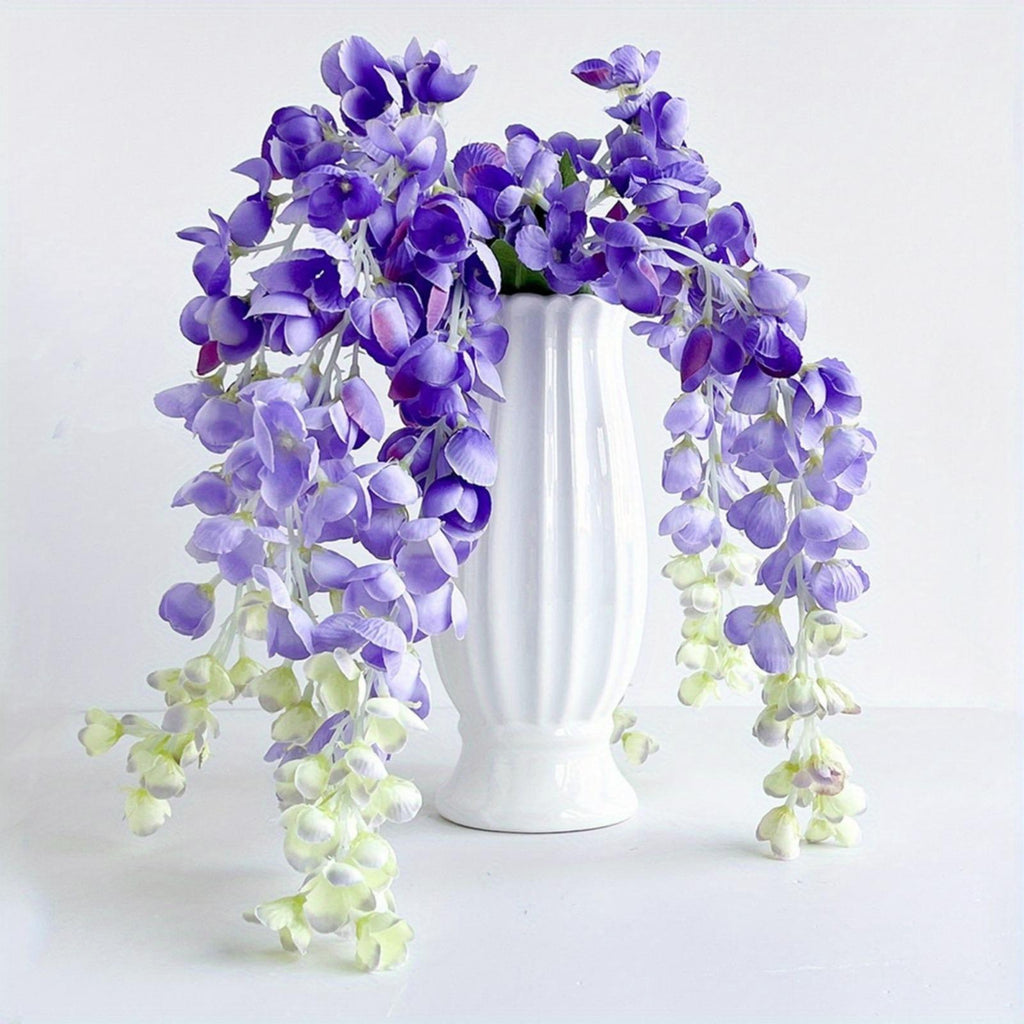 Artificial Wisteria Hanging Flower Garland 3 Pack | Wedding Arch Party Backdrop Garden & Home Decor in White Purple Blue Pink
