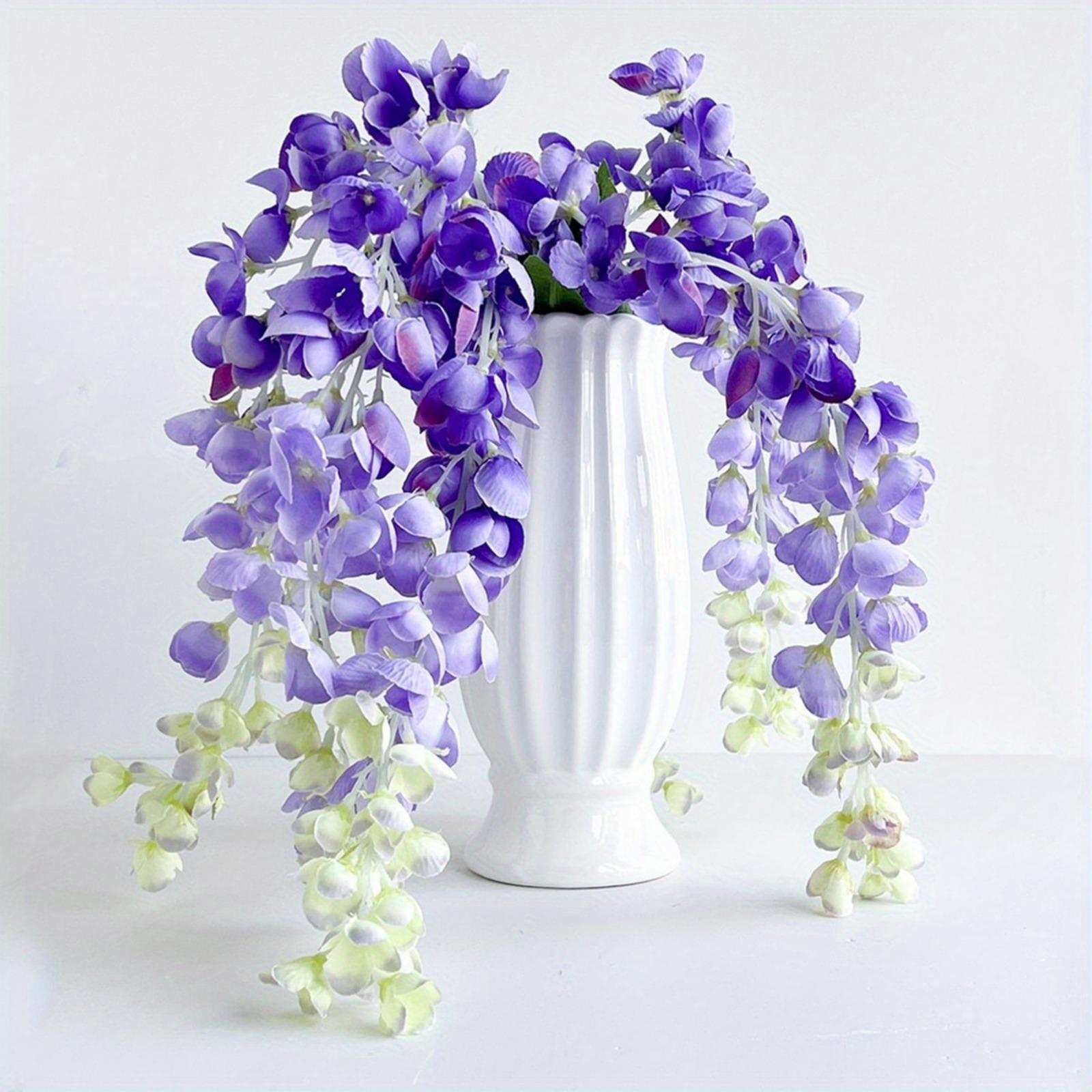 Artificial Wisteria Hanging Flower Garland 3 Pack | Wedding Arch Party Backdrop Garden & Home Decor in White Purple Blue Pink