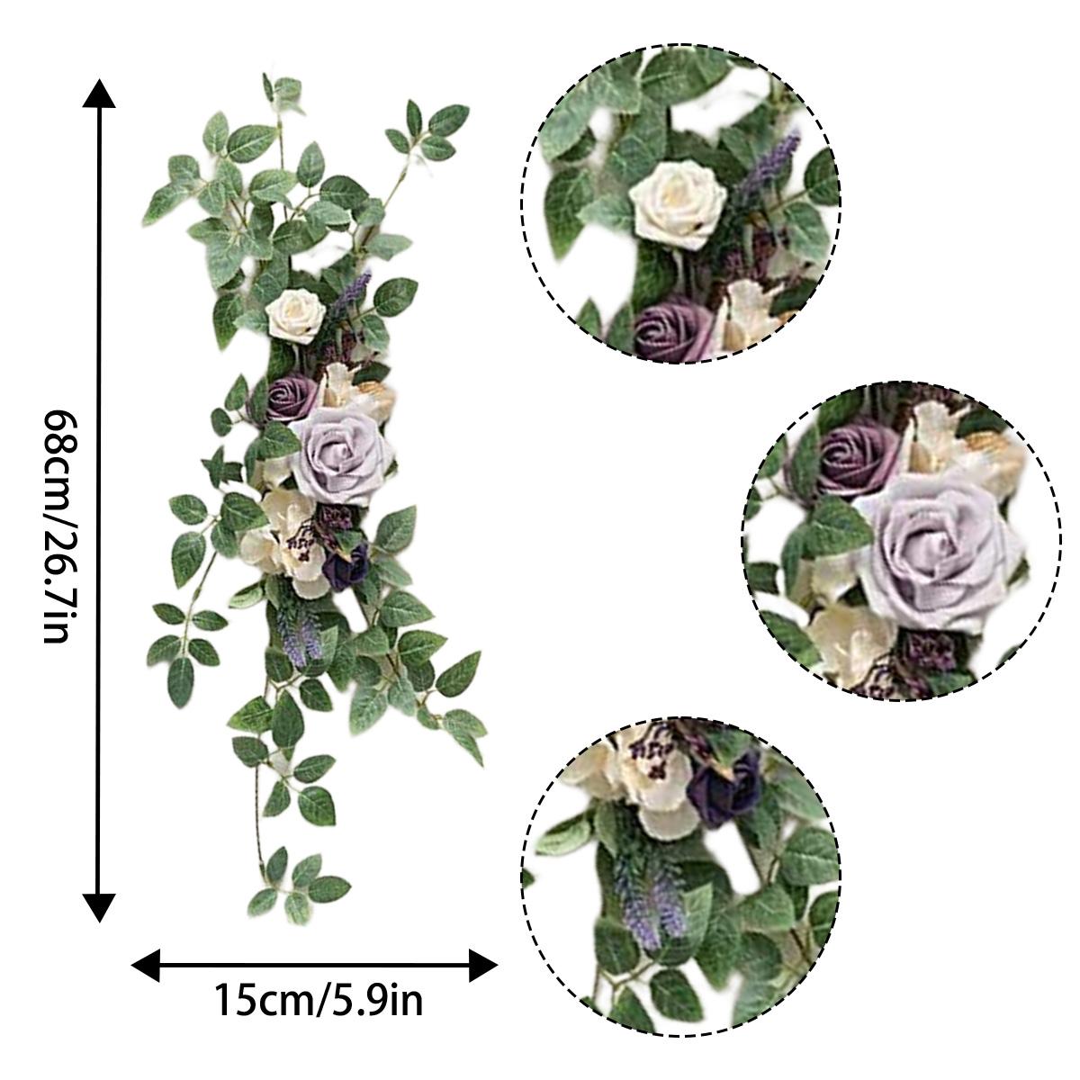 Artificial Pew Flowers Aisle Floral Swag 2pcs | Wedding Chair Ceremony Reception Church & Outdoor Decor in Provence Blue Purple