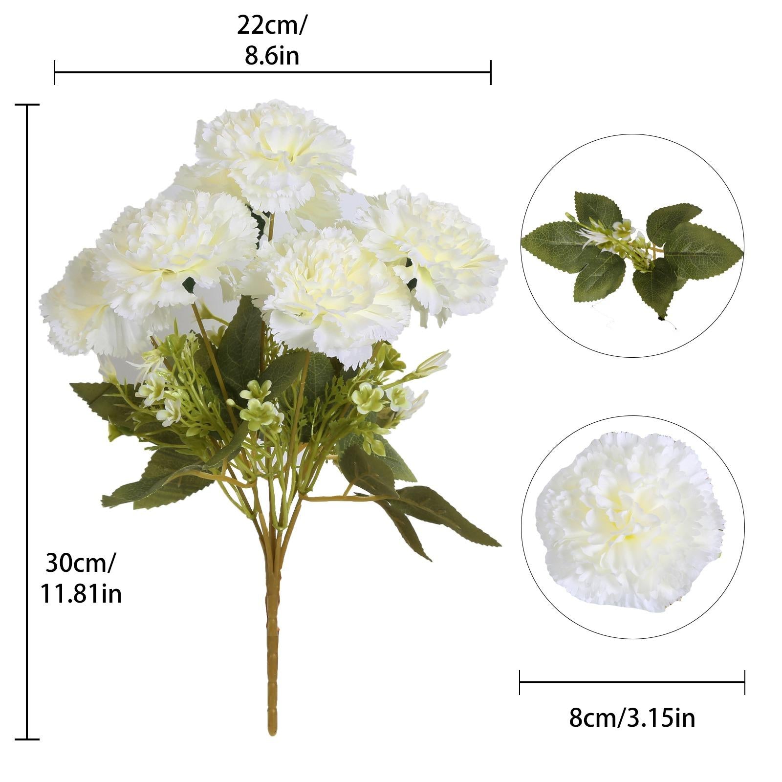 21-Head Artificial Carnation Stems | DIY Wedding Bridal Bouquet Table Centerpiece Home Party Decor White Pink Red Champagne Yellow Purple