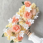 Side view of floral swags for wedding arch party by IPOPU