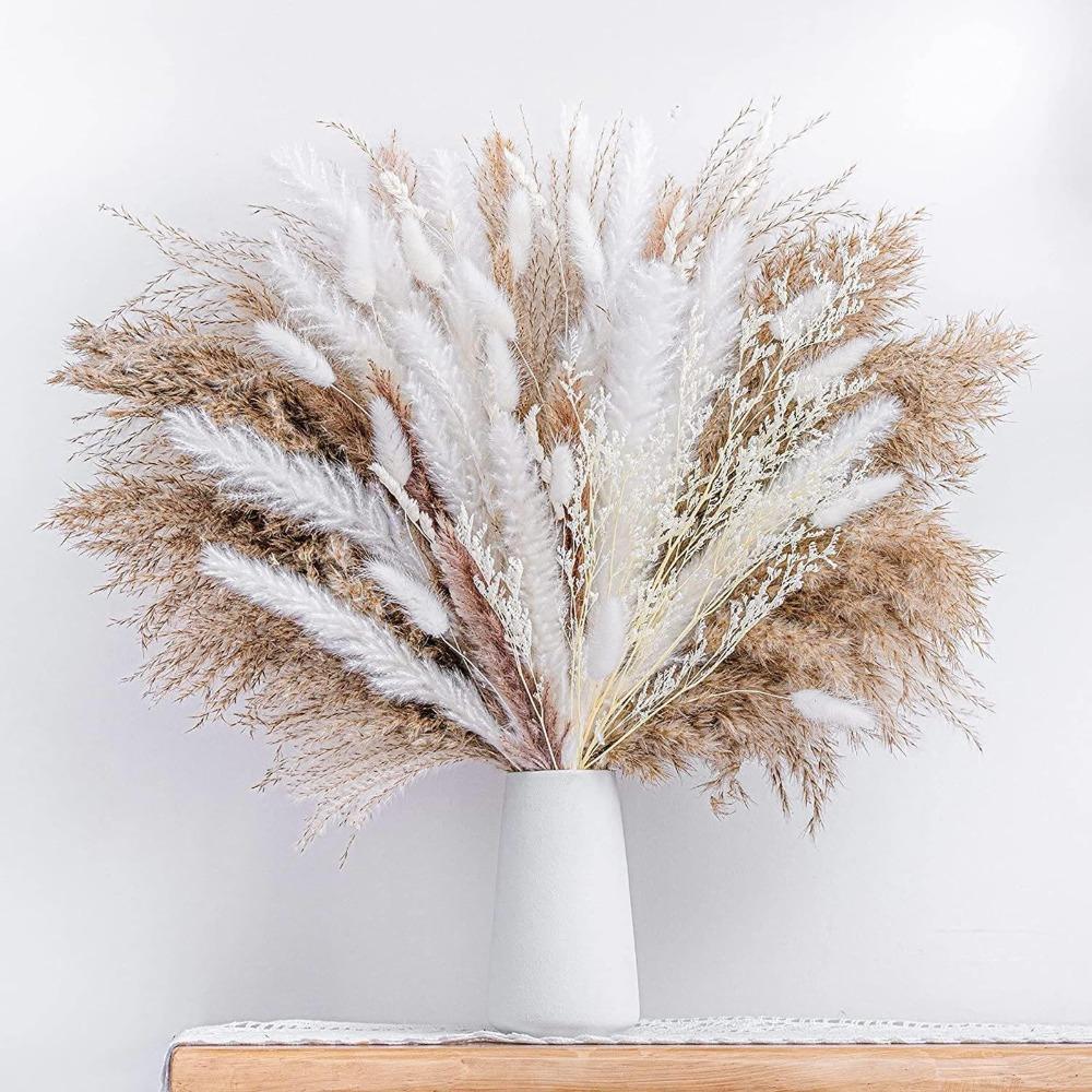 Natural dried Cortaderia selloana mixed flower bouquet for wedding coffee table farmhouse home decor