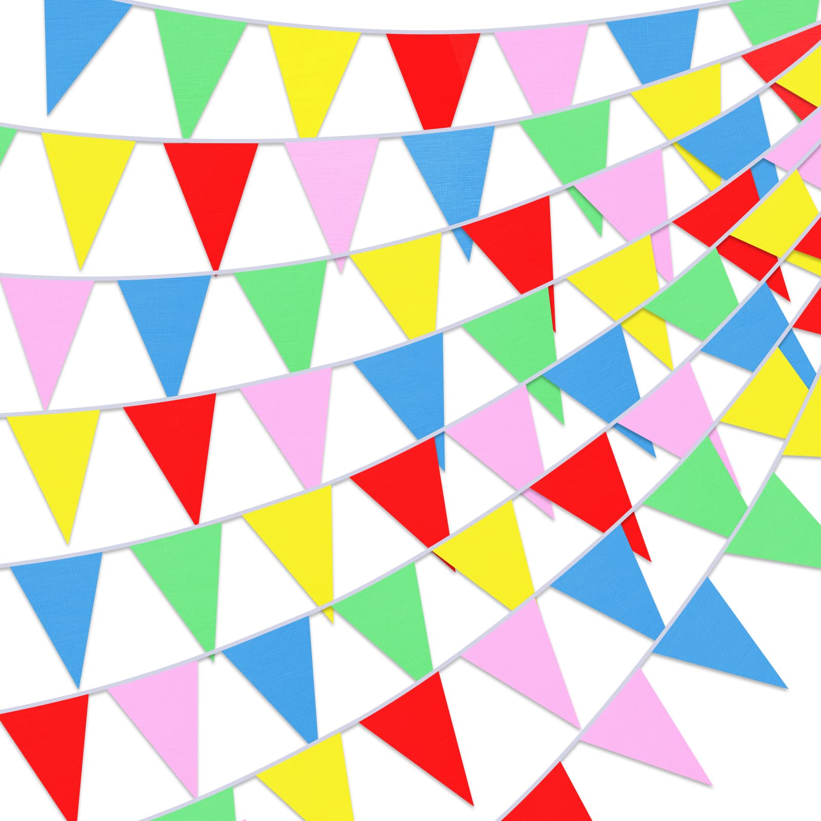 Colorful multicolor triangle pennant banner flags garland for birthday party carnival and outdoor event decor

