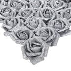 Glitter Artificial Roses with Stems 25pcs | Gold Sparkle Wedding Bridal Bouquet Home & Party Decor