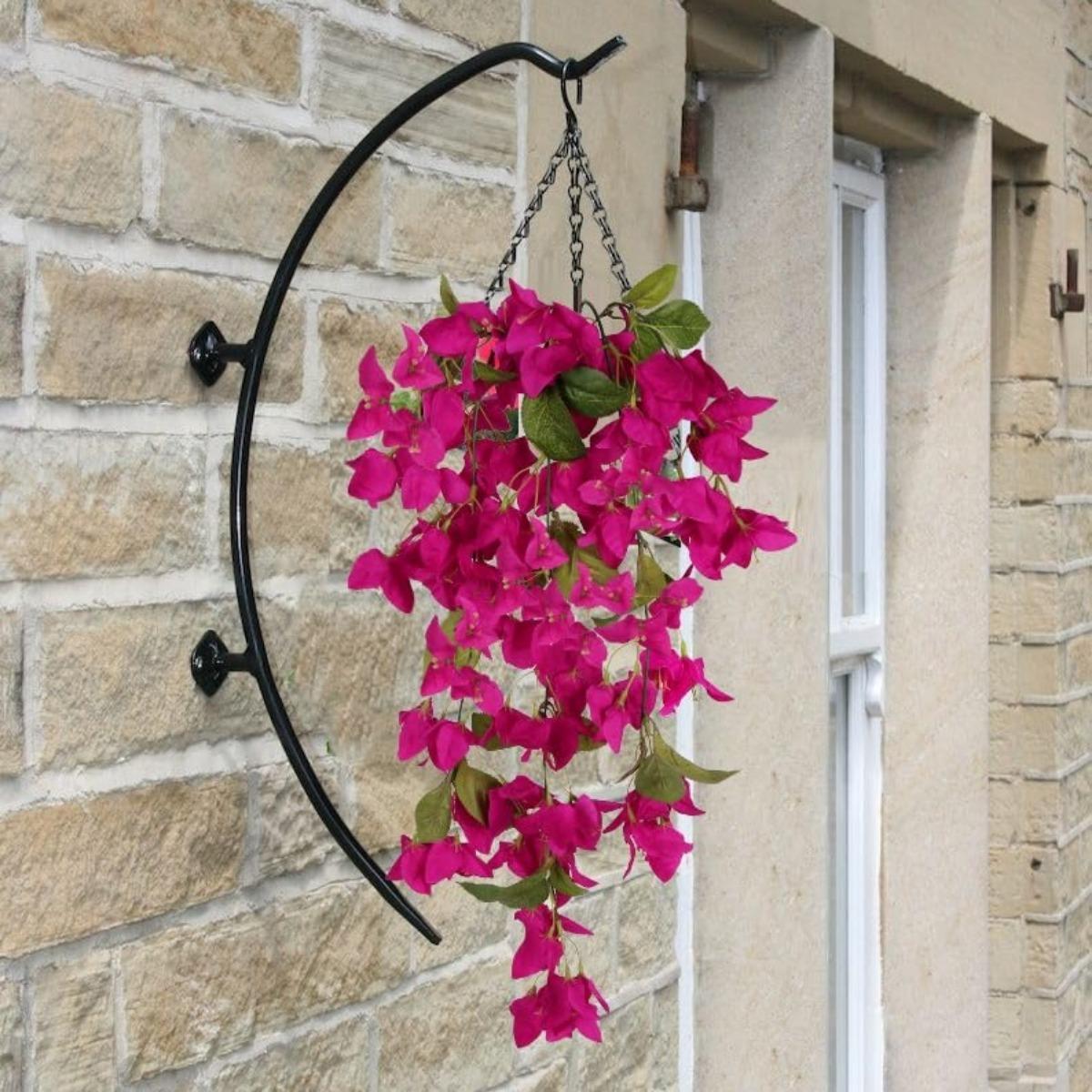 Artificial Bougainvillea Hanging Flowers 2pcs | UV Resistant Silk Vine for Garden Yard Porch Patio Wedding & Home Outdoor Decor in Pink Purple White Blue Orange