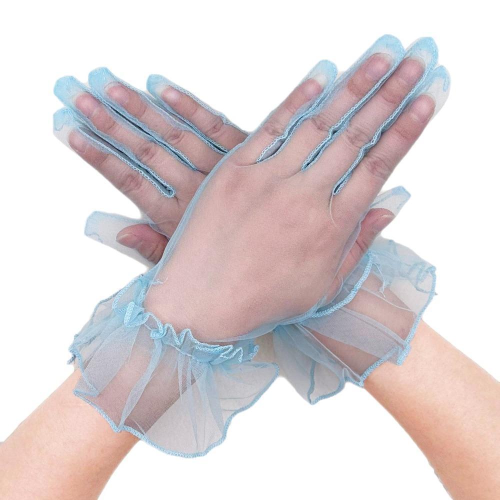 Women's Ruffled Tulle Short Gloves | Tea Party Wedding Evening Wrist Gloves in 5 Colors