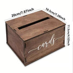 Wooden Wedding Card Box with Slot and Lid | Rustic Reception Gift Money & Card Holder Keepsake