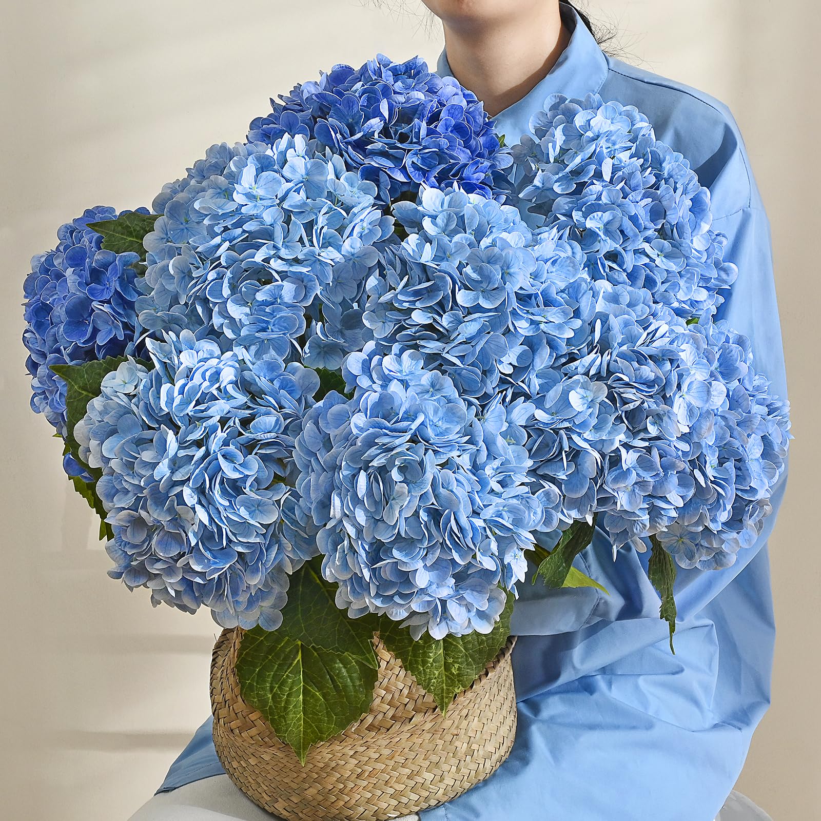 Hydrangea Artificial Flowers 4pcs 17 inch | Home Decor Wedding Party Centerpiece & Holiday Arrangement in Orange Purple Blue Pink White