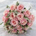 18-Head Artificial Ice Heart Corner Rose Bouquet | Valentine's Day Wedding Home Desktop & DIY Decor in Red Pink White Yellow